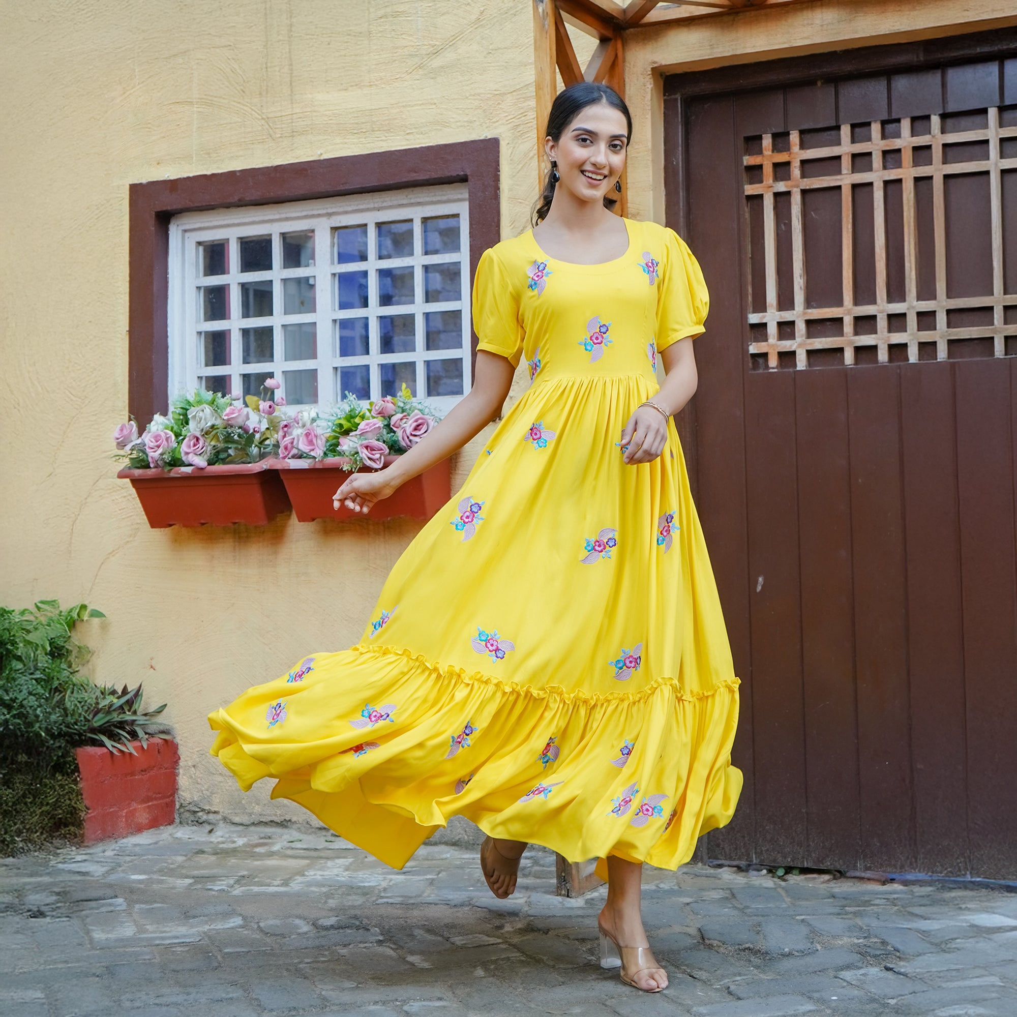 Threadwork cotton dress 
