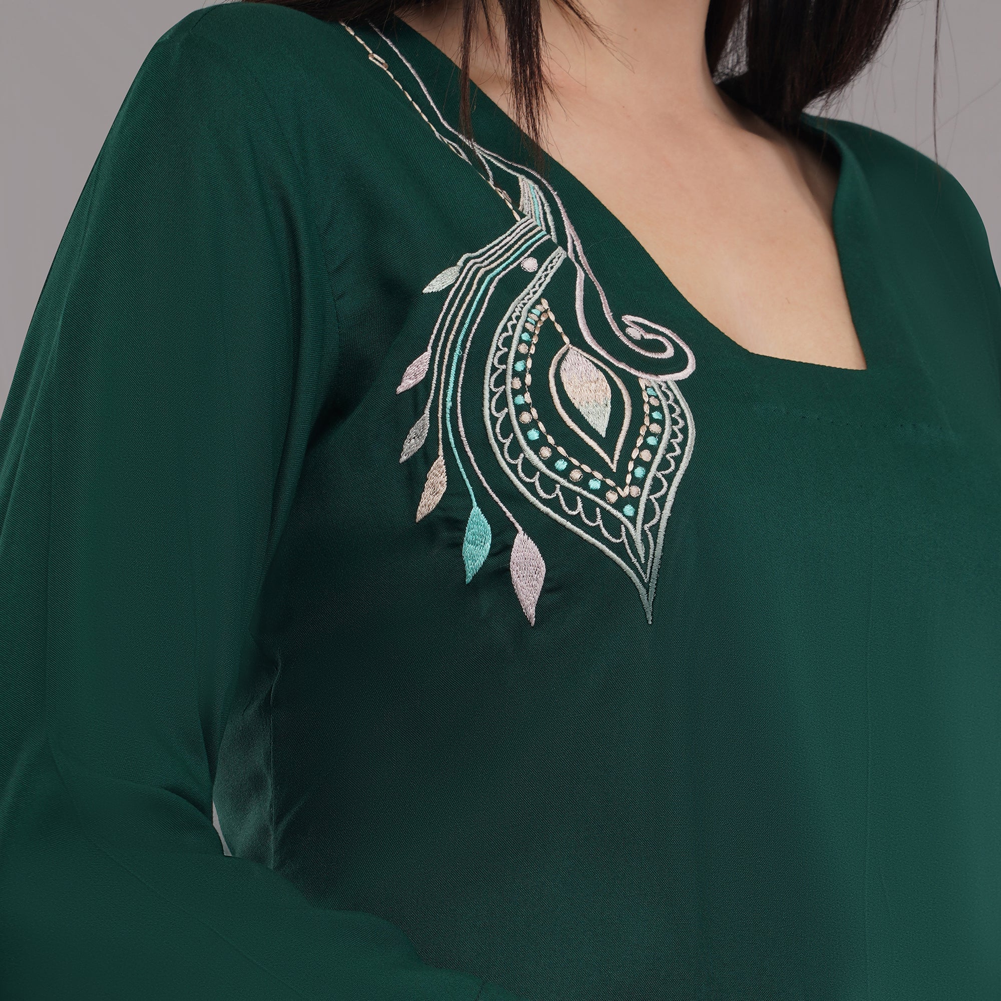 Rayon Co-ord Set With Machine Work Embroidery Krishika Kreation