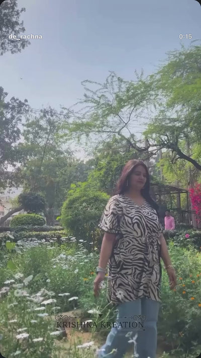 Black & White Printed Kaftan For Women